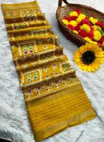 Dola Silk Mustard Traditional Wear Weaving Saree